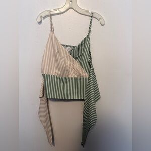 Anthropologie Striped Green and Cream Blouse